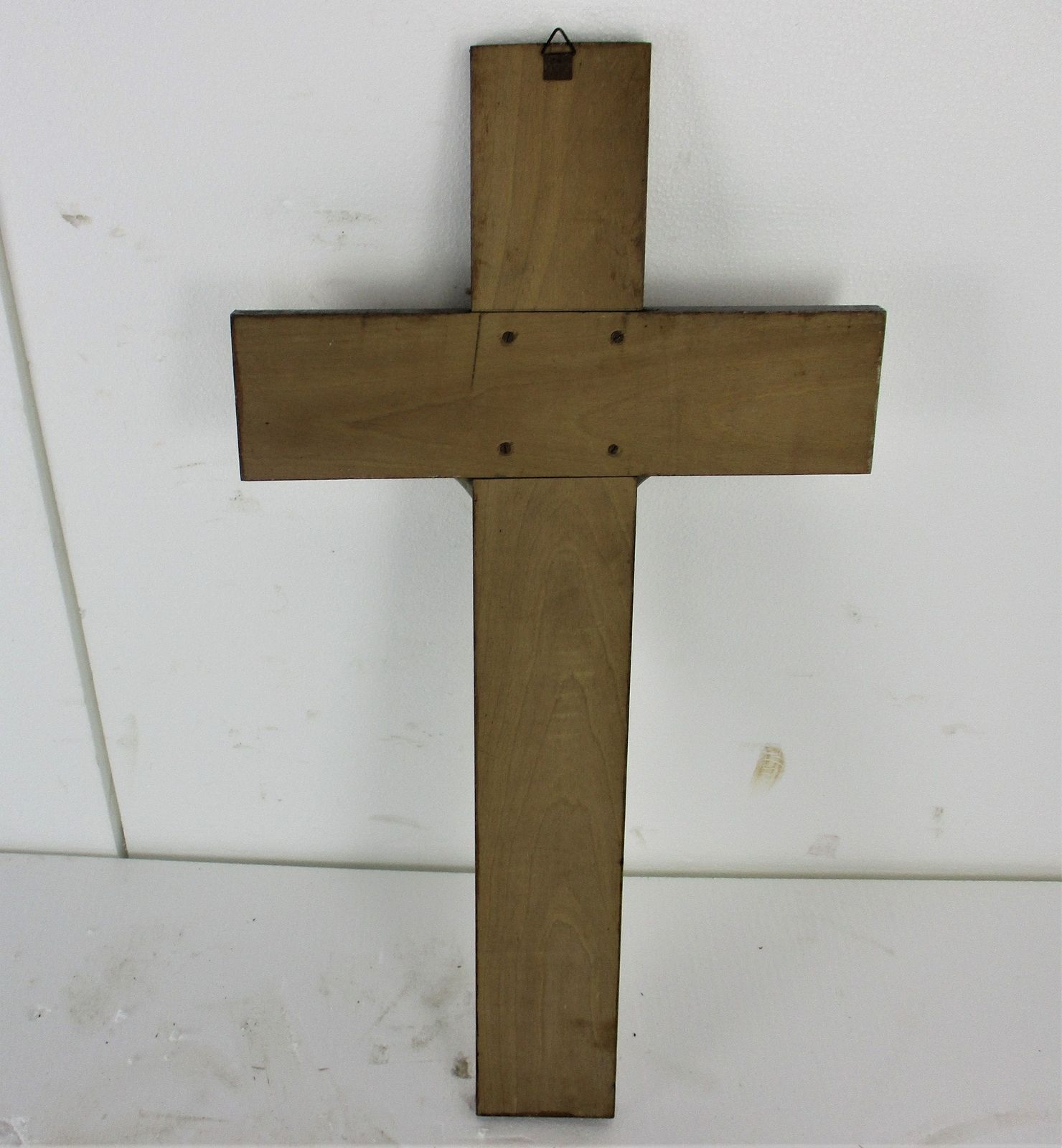 Large Two Toned Wooden Hanging Crucifix Cross Jesus Christ Faux Brass Spelter  C photo buy