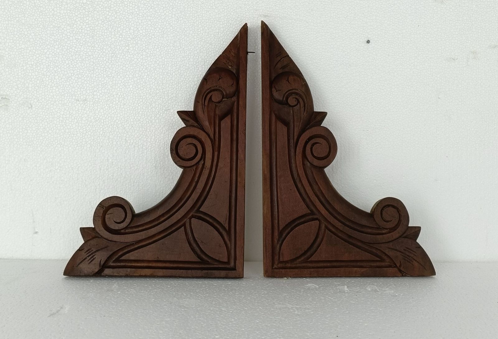 Couple French Corbels Hand Carved Wood  Pediment Ornate Finial Architectural Bra photo furniture