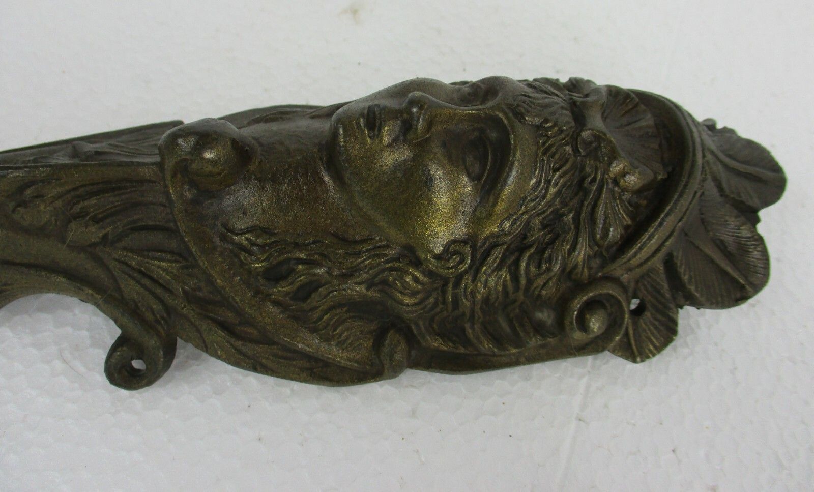Pair Antique Brass Furniture Trim Mythical Female Head Reclaimed  Architectural photo Home Decor