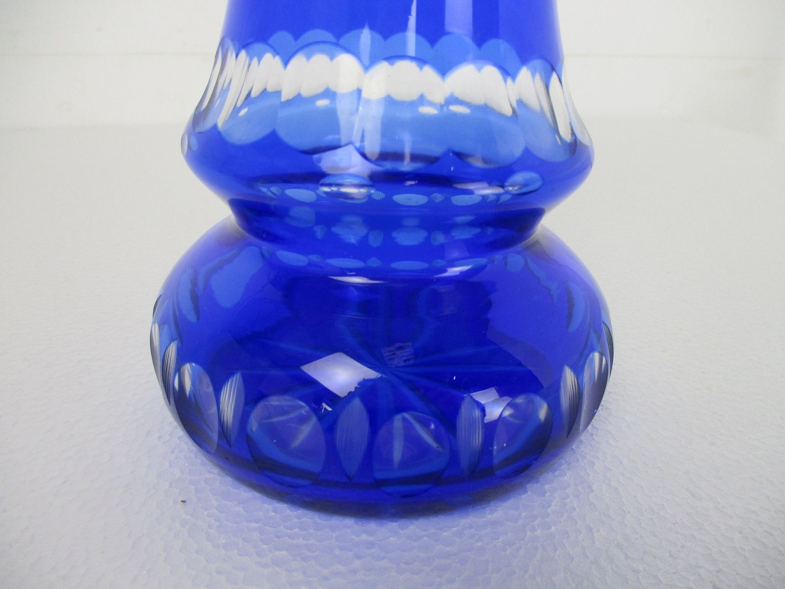 Crystal Cobalt Blue Clear To Cut Bowl Vase Dot Star Beautiful Vsl Style 13.77&Qu photo Home Decor