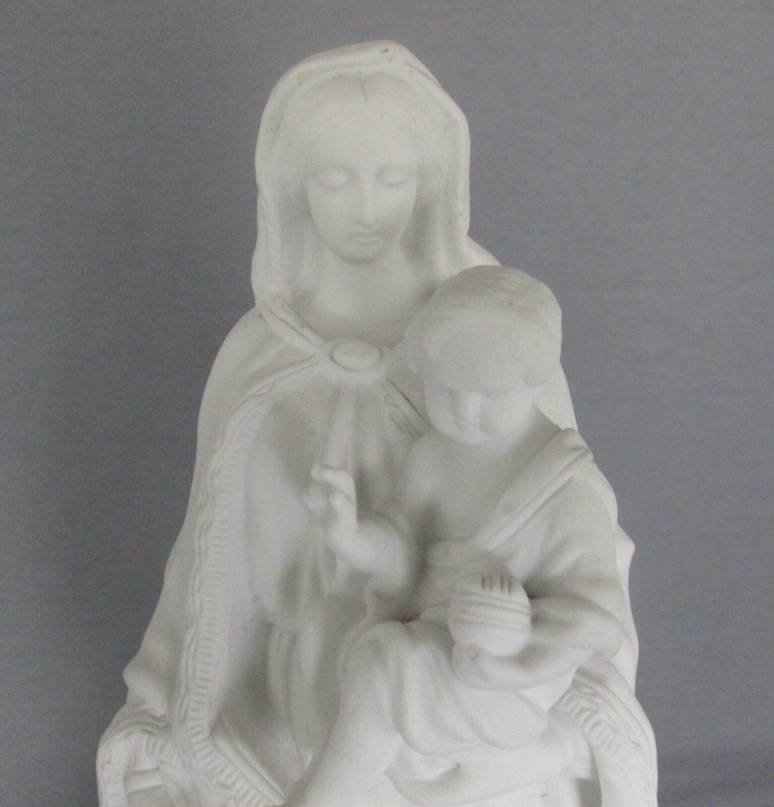 Large French Antique 1900 Bisque Statue Virgin Mary Our Lady Infant Exquisite photo furniture