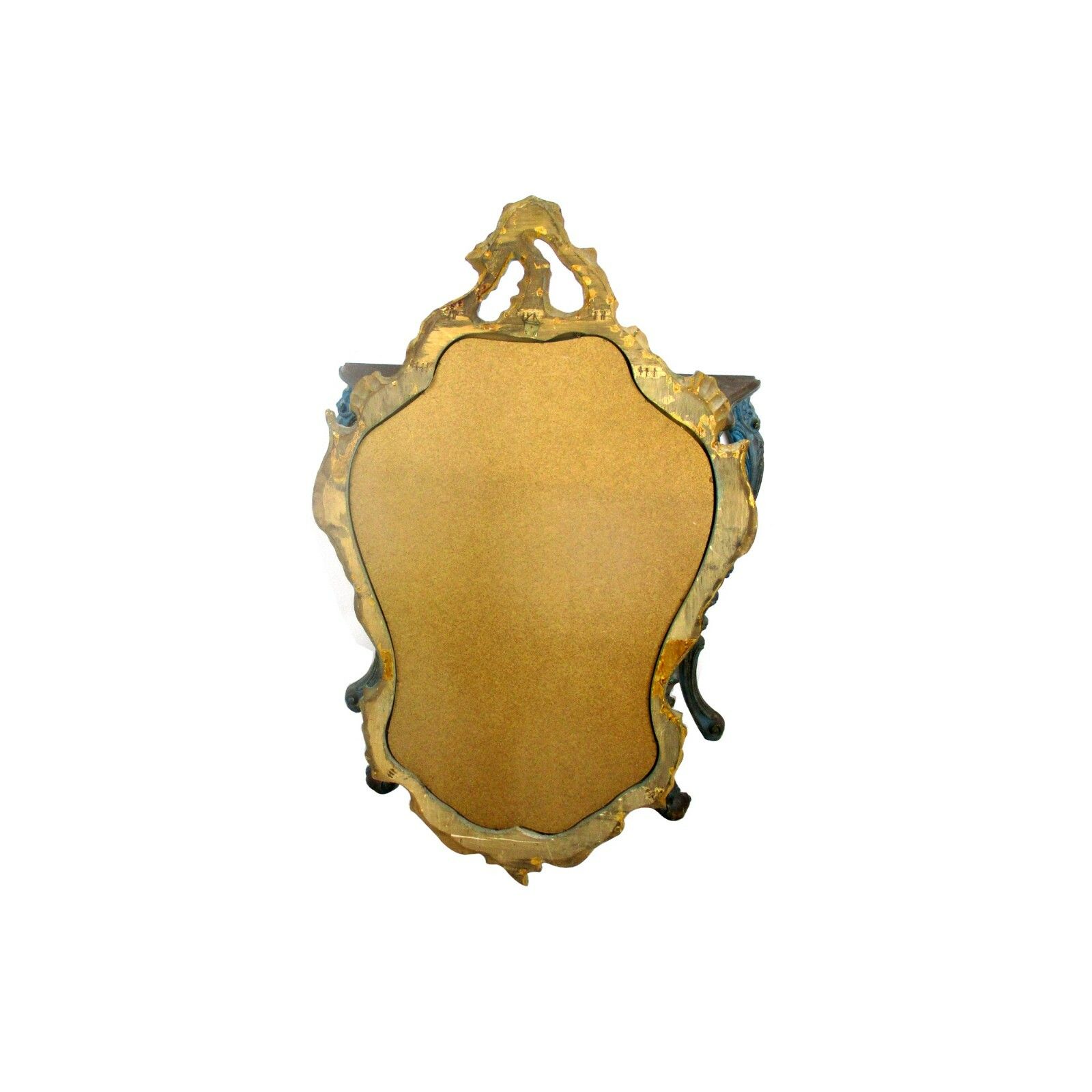 Demi Lune Console Ornate Hand Carved Wood Mirror Hollywood Regency Blue Gold Wow photo 594.0