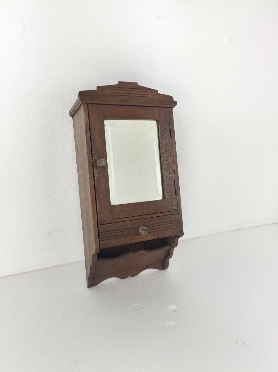 Antique Medicine Apothecary Bathroom Cabinet, Letter Box, Beveled Glass, Letter photo furniture
