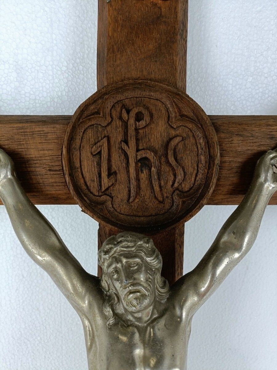 Xl Hand Carved Wood  Hanging Ornate Crucifix Jesus Christ  Spelter Corpus Christ photo 404.0