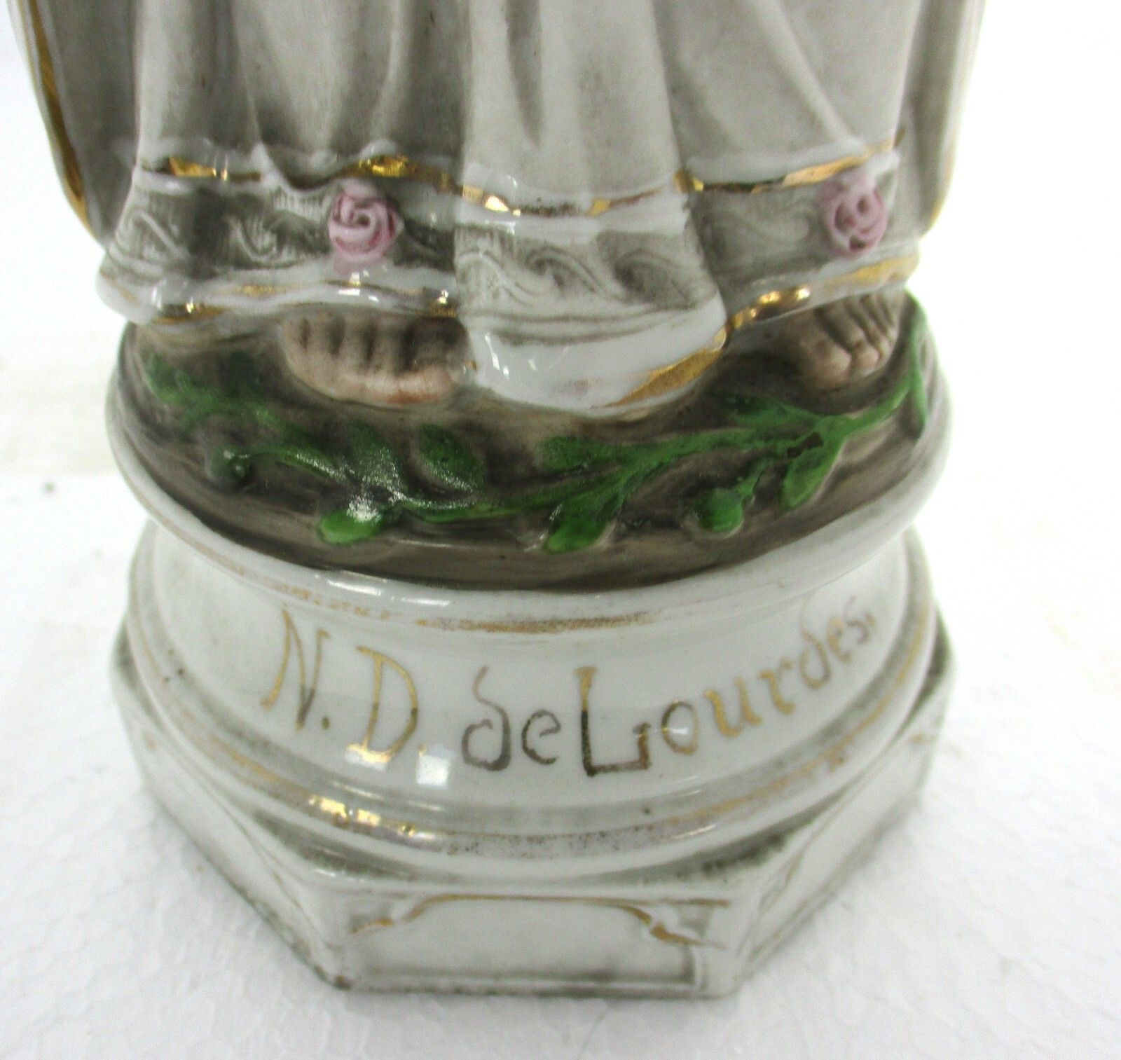 Vintage  Porcelain Bisque Statue Virgin Mary Our Lady Of Lourdes French 12.59" photo Art