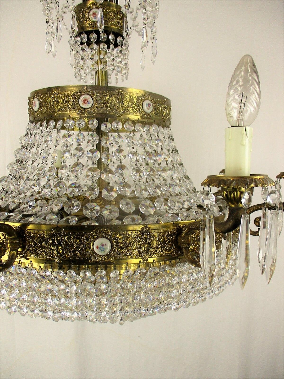 Huge Ballroom Wedding Chandelier Beaded Basket Crystal Prisms 17 Lights Limoges photo vinterior