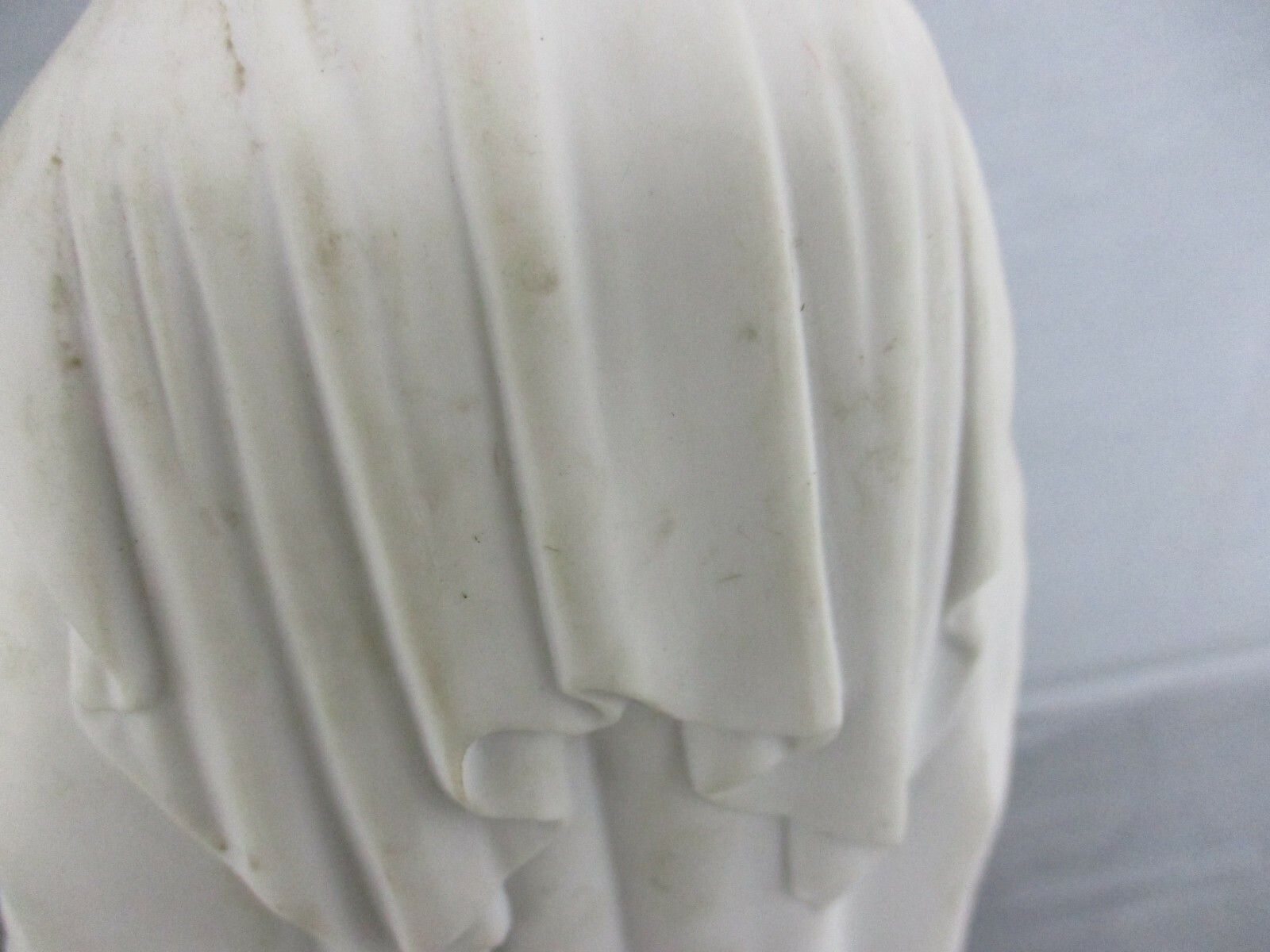 French Antique 1900 Bisque Statue Virgin Mary Our Lady Madonna Open Arms 15" photo vintage