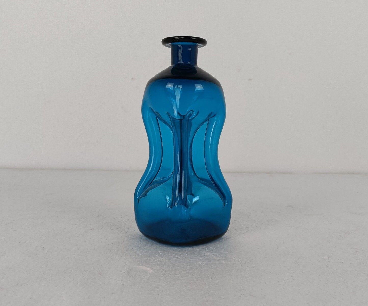 Funky Shaped Blue Green Vintage Art Glass Bottle Vase Pop Art photo furniture