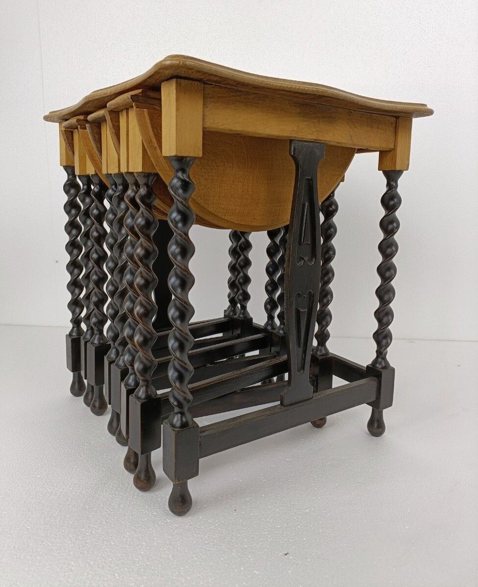 Barley Twist Set Wood Side Table Pedestal Plant Stand Pliable Set Of 4 Tables!! photo buy