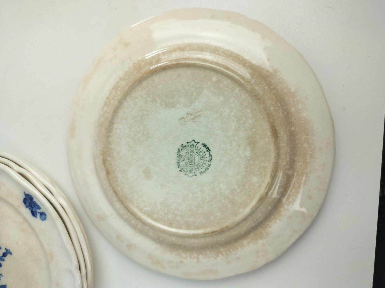 Antique 1900 Breakfast Plates 6  Pieces  Boch Mettlach Rare Blue Rose  Art Nouve photo vintage