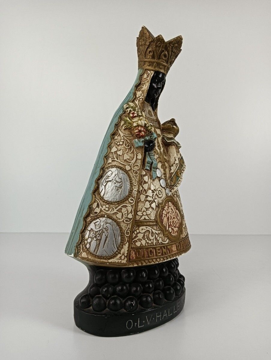 Large  Black Madonna De Hal Halle Virgin Mary Statue Figurine Plaster Collector photo for sale