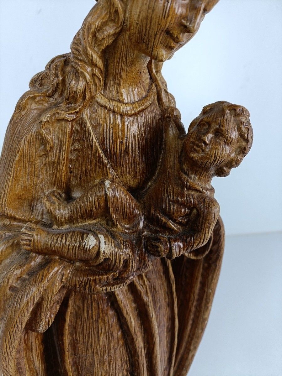 photo furniture Large Art Deco Statue Our Lady Mary Madonna With Infant Jesus Plaster Antique
