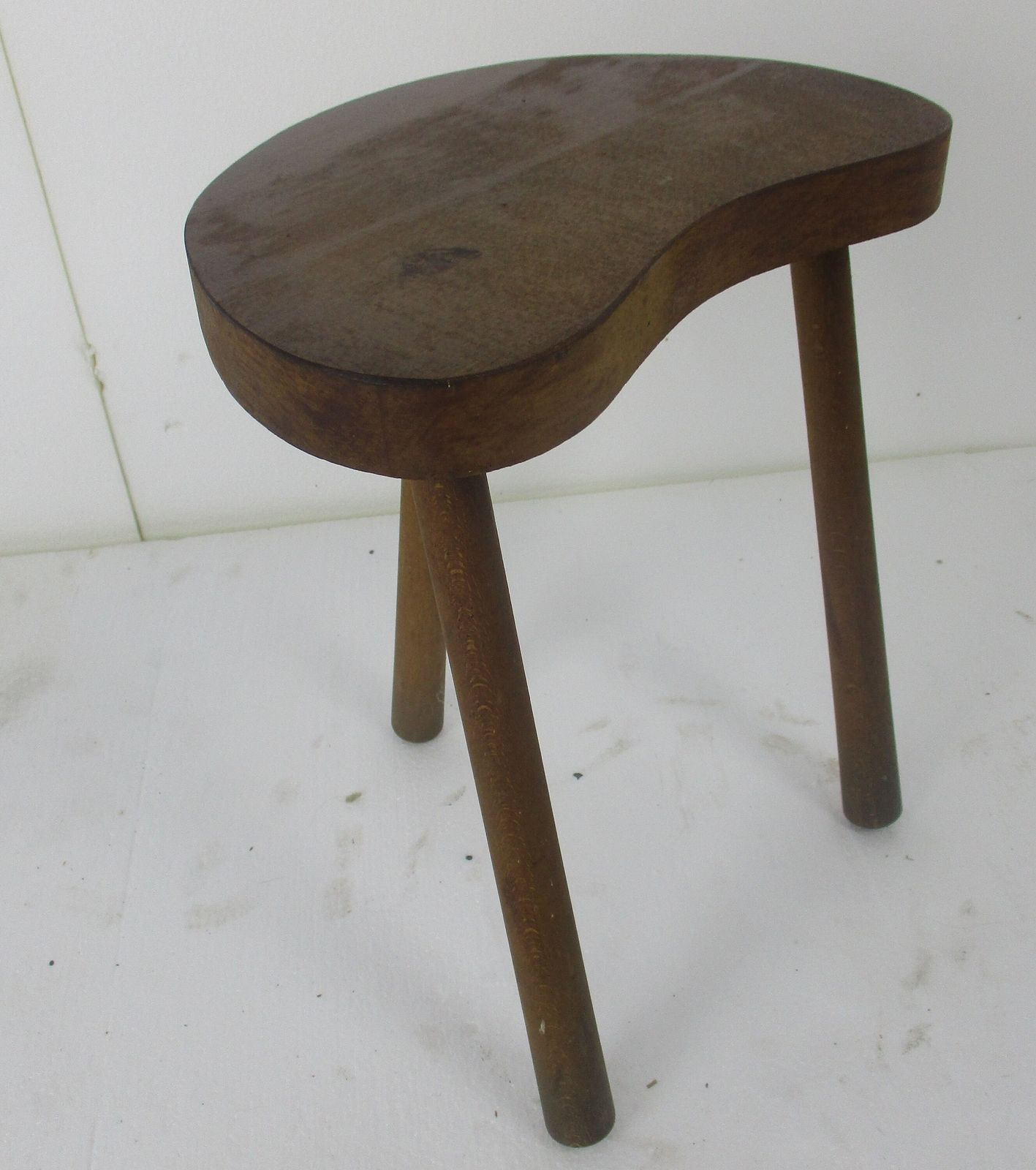 Vintage Hand Carved Wood  Milking Stool Pedestal Table Plant Flower Bonsai Stand photo vinterior