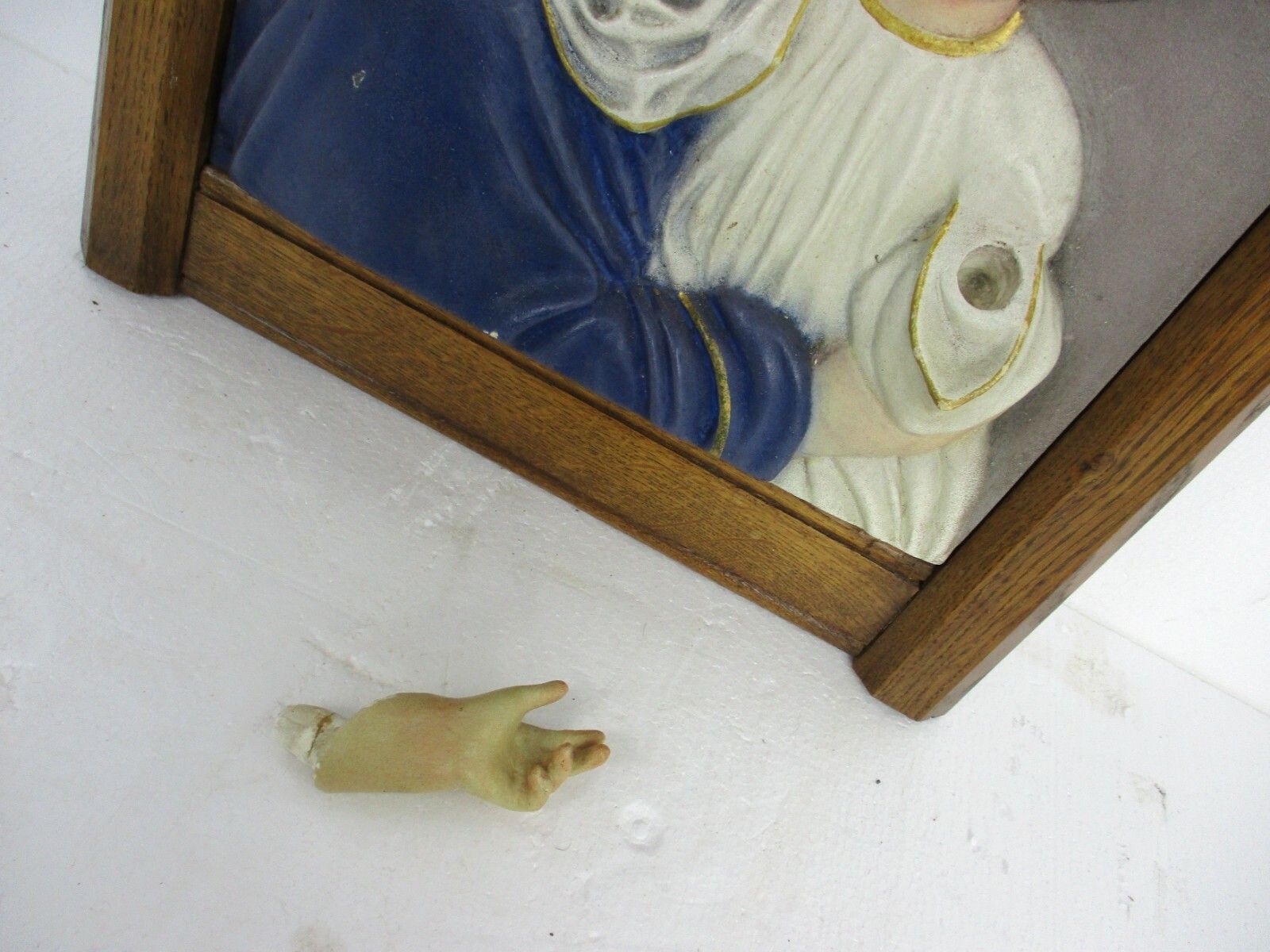 Wall Panel Bas Relief Tableaux Virgin Mary Infant Madonna Infant Plaster Wow photo vinterior