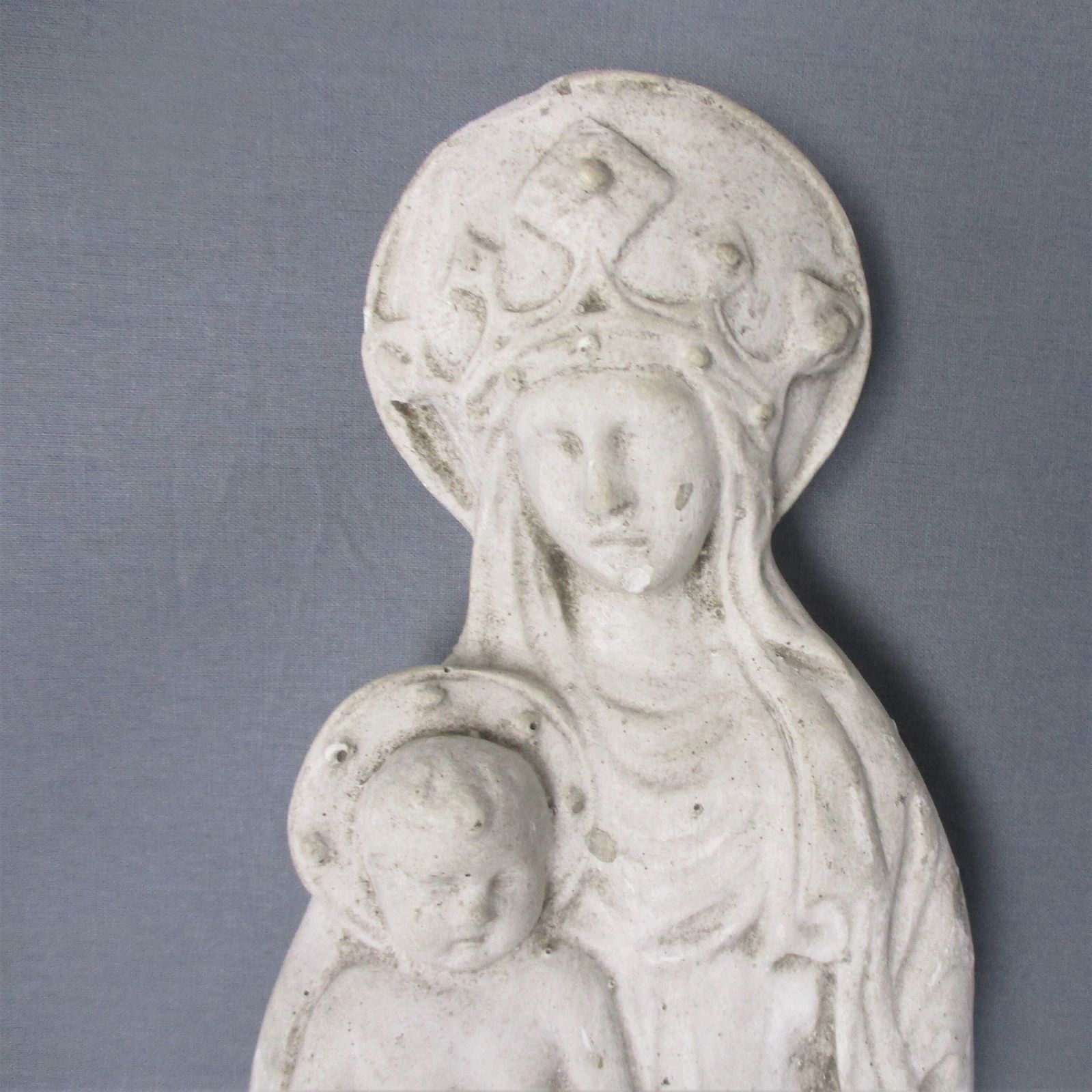 Antique Wall Hanging Plaster Virgin Mary Infant Child Jesus Gorgeous Madonna photo furniture