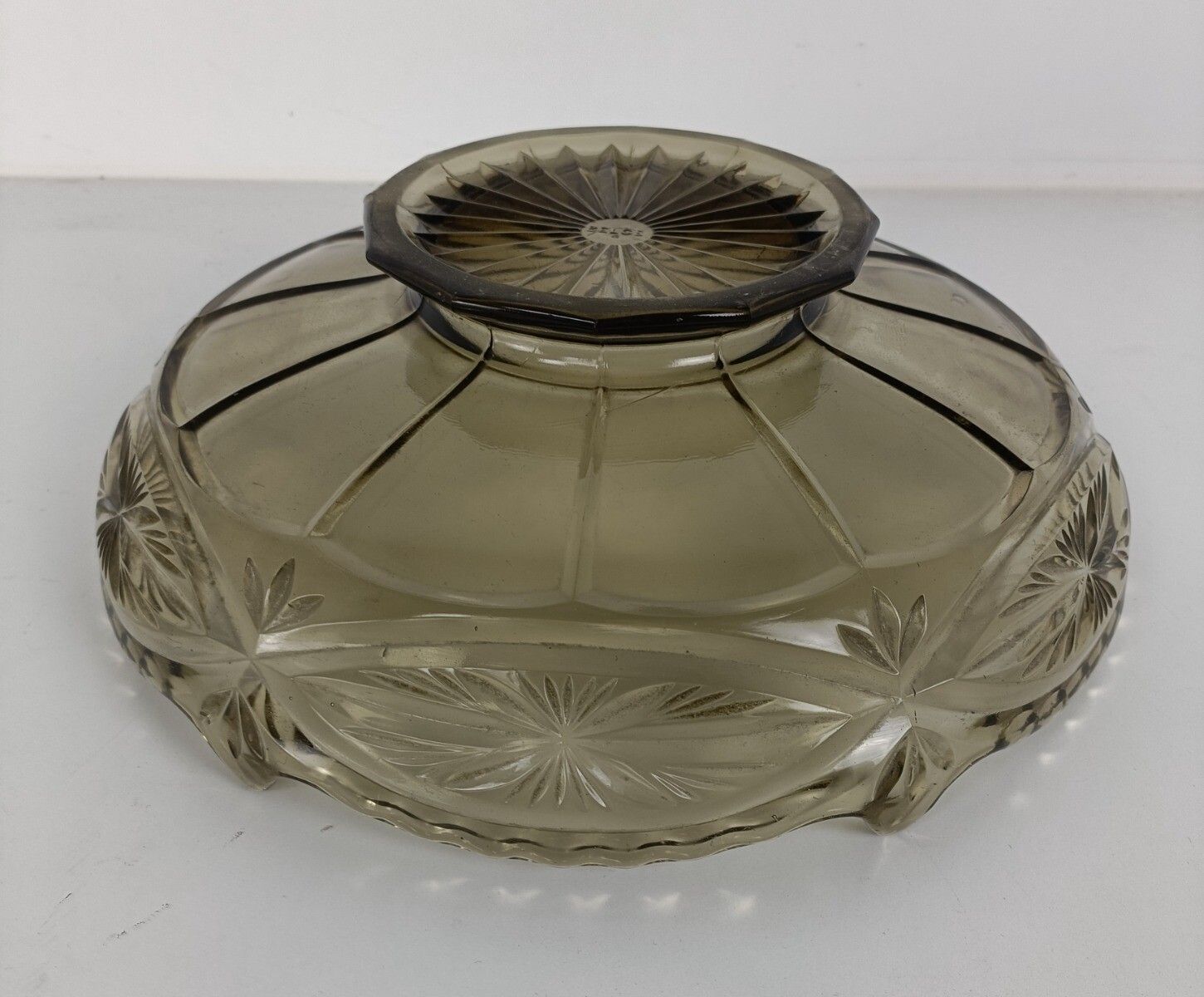 Art Deco Smoked Art Glass Antique Dish Centerpiece Luxval Val St Lambert photo buy
