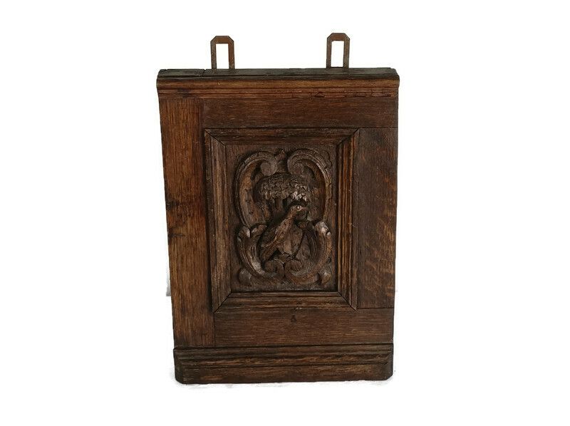 Ornate Hand Carved Wooden Oak Wall Hanging Bird Antique