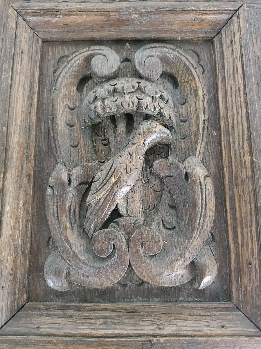 Ornate Hand Carved Wooden Oak Wall Hanging Bird Antique photo buy