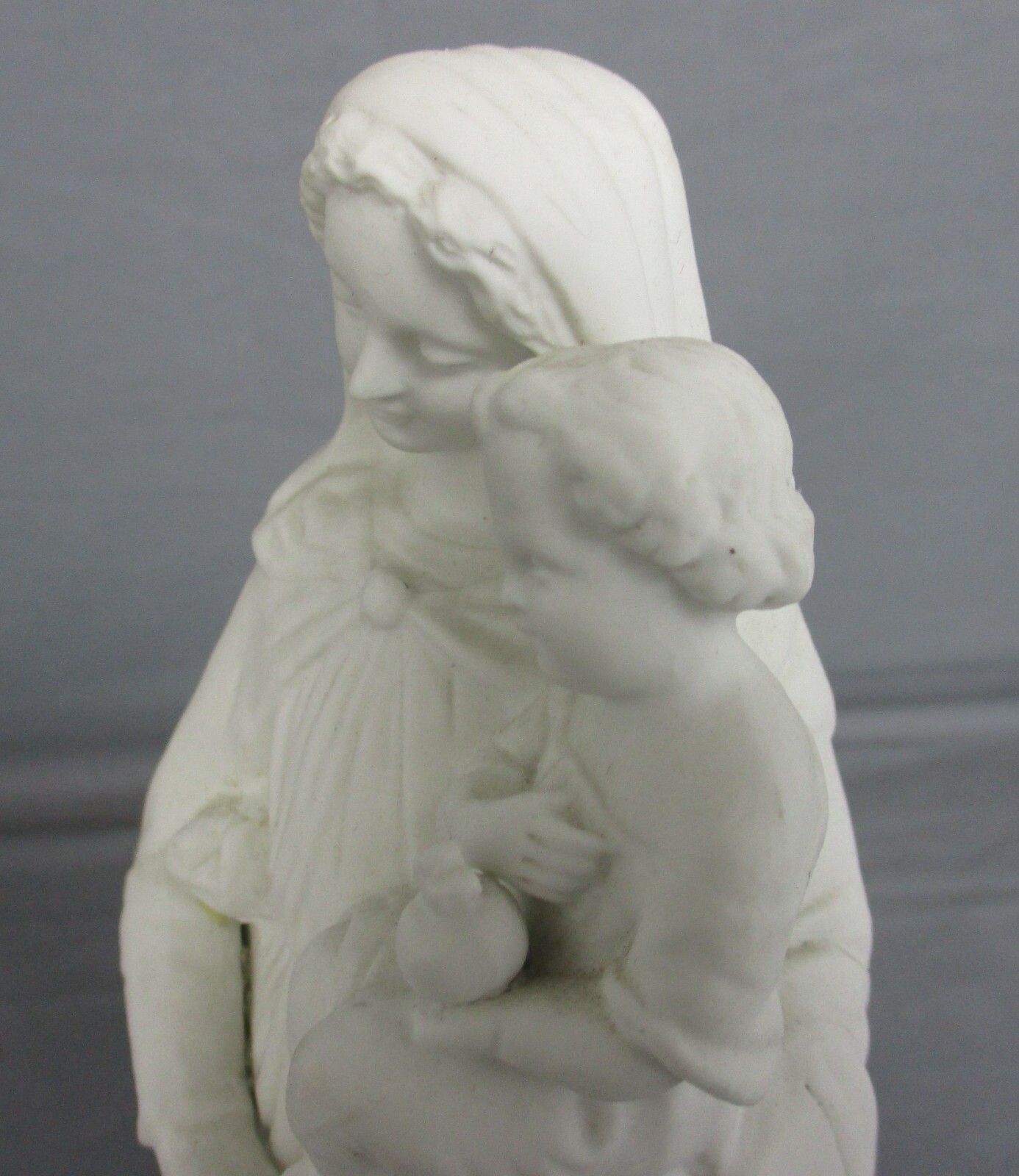 French Antique 1900 Bisque Statue Virgin Mary Our Lady Madonna Infant Jesus 10" photo vinterior