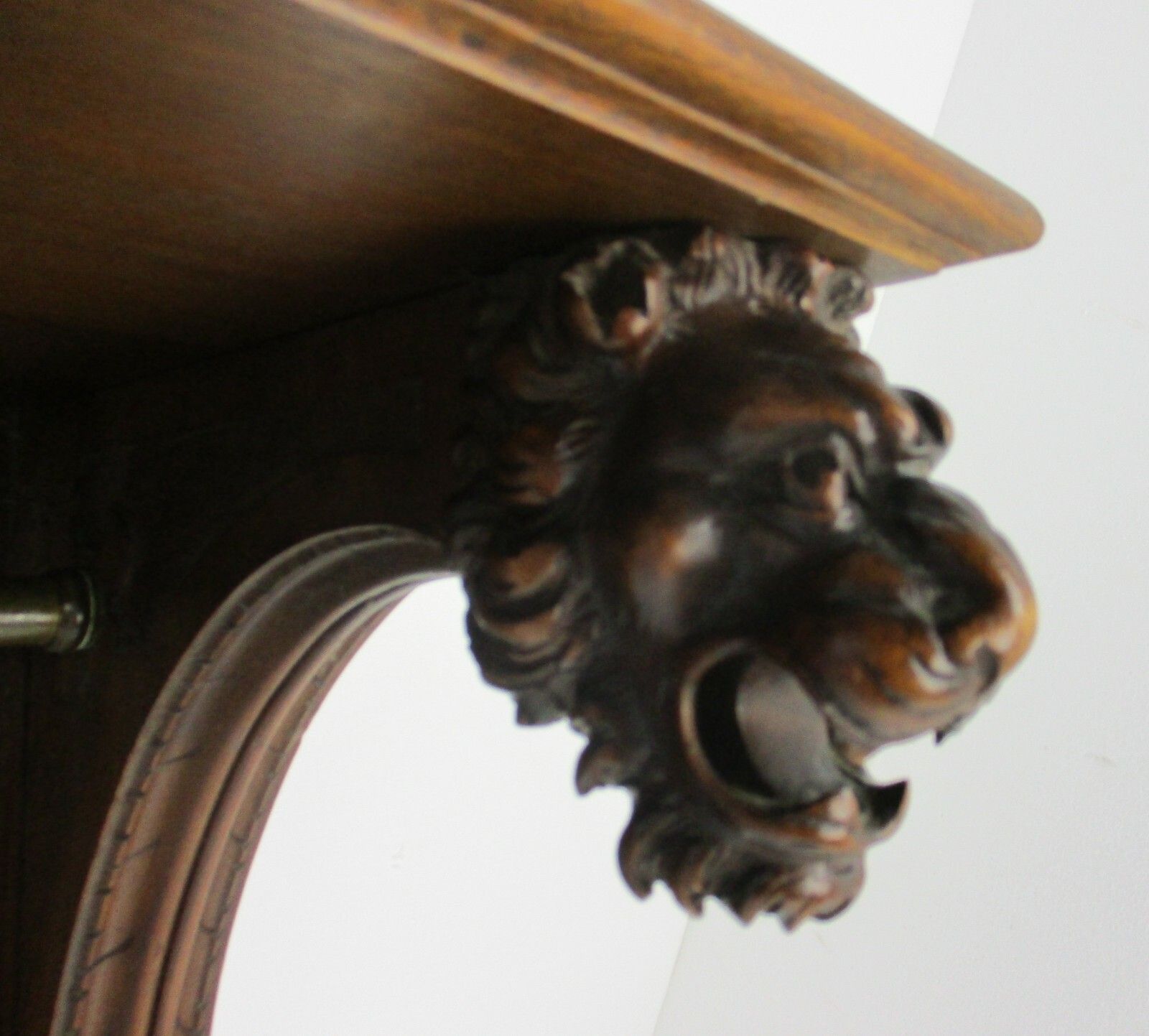 Xl Hand Carved Wood  Coat Hat Kitchen Hallway Rack Antique Lion Heads Exquisite photo vinterior
