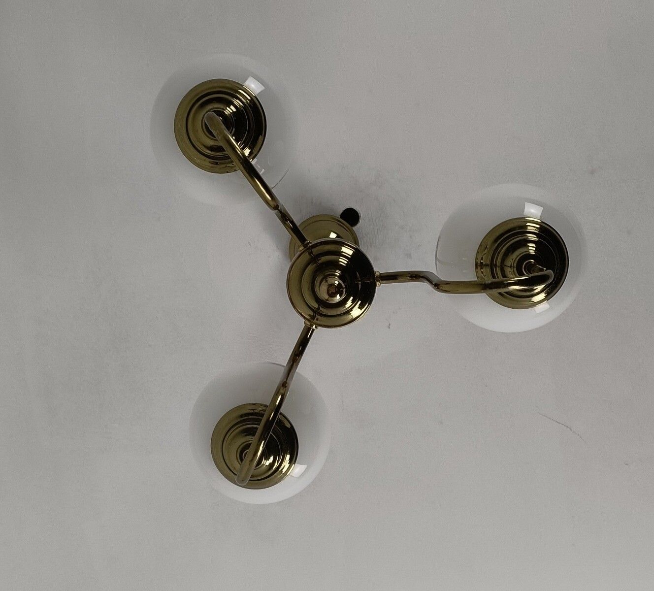 Chandelier Light Fixture Mid Century Modern 3 Arm Glass White Ball Shades Modern photo buy