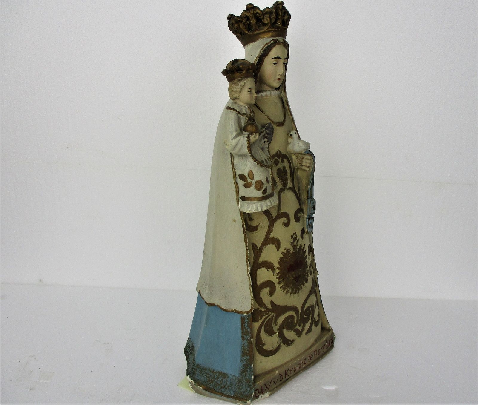 Statue Our Lady Of Krocht Bornhem Madonna Infant Child Plaster Collector Extreme photo Art
