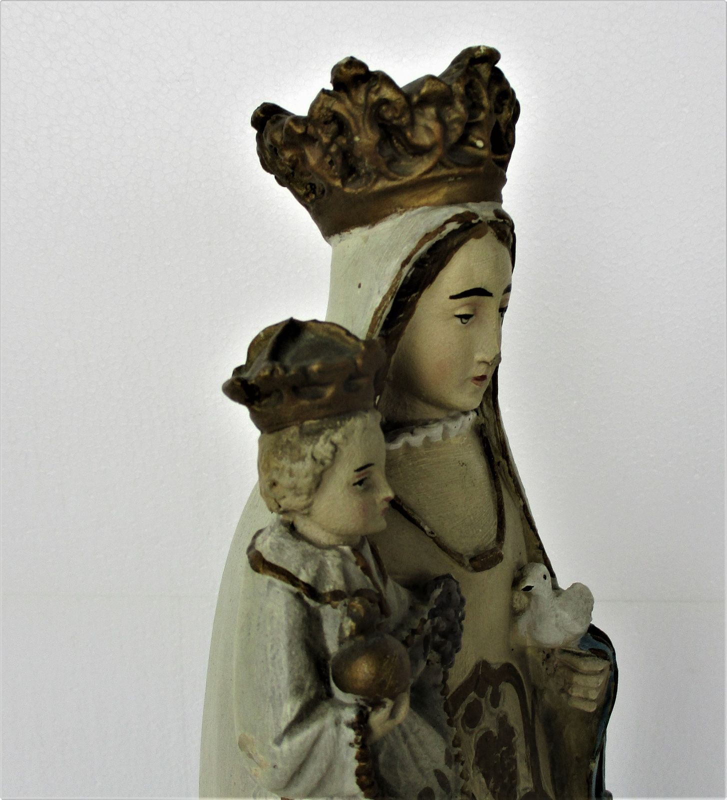 Statue Our Lady Of Krocht Bornhem Madonna Infant Child Plaster Collector Extreme photo 182.0