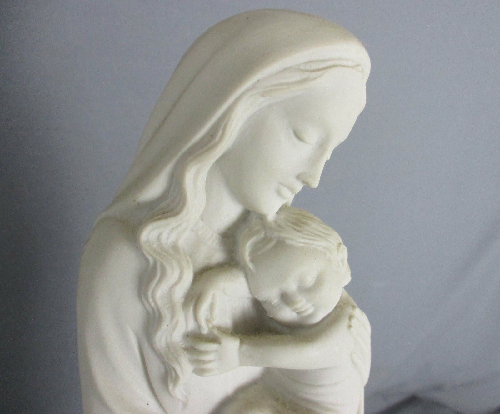 French Virgin Mary Madonna Blessed Virgin Infant Jesus Statue Resin Marked photo Art