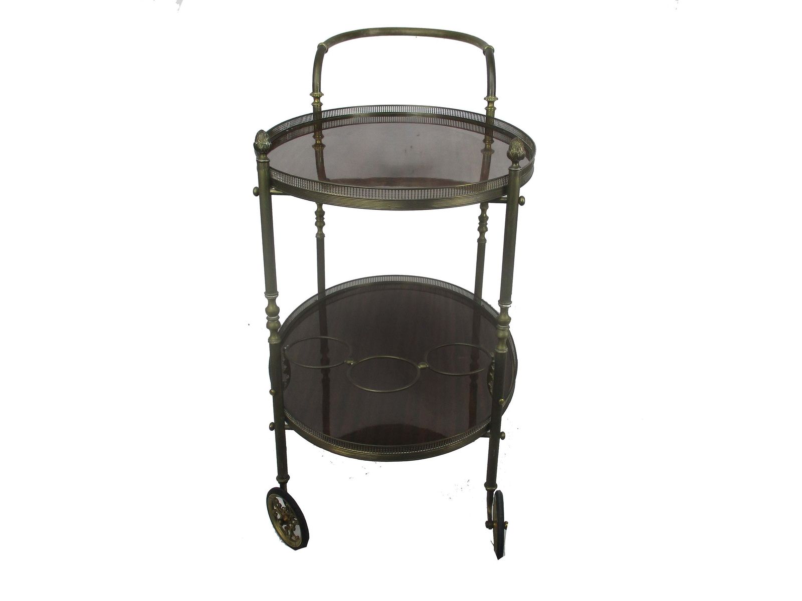photo furniture Bar Cart Trolley Cocktail Kitchen Island Serving Tray Hollywood Regency Pine App