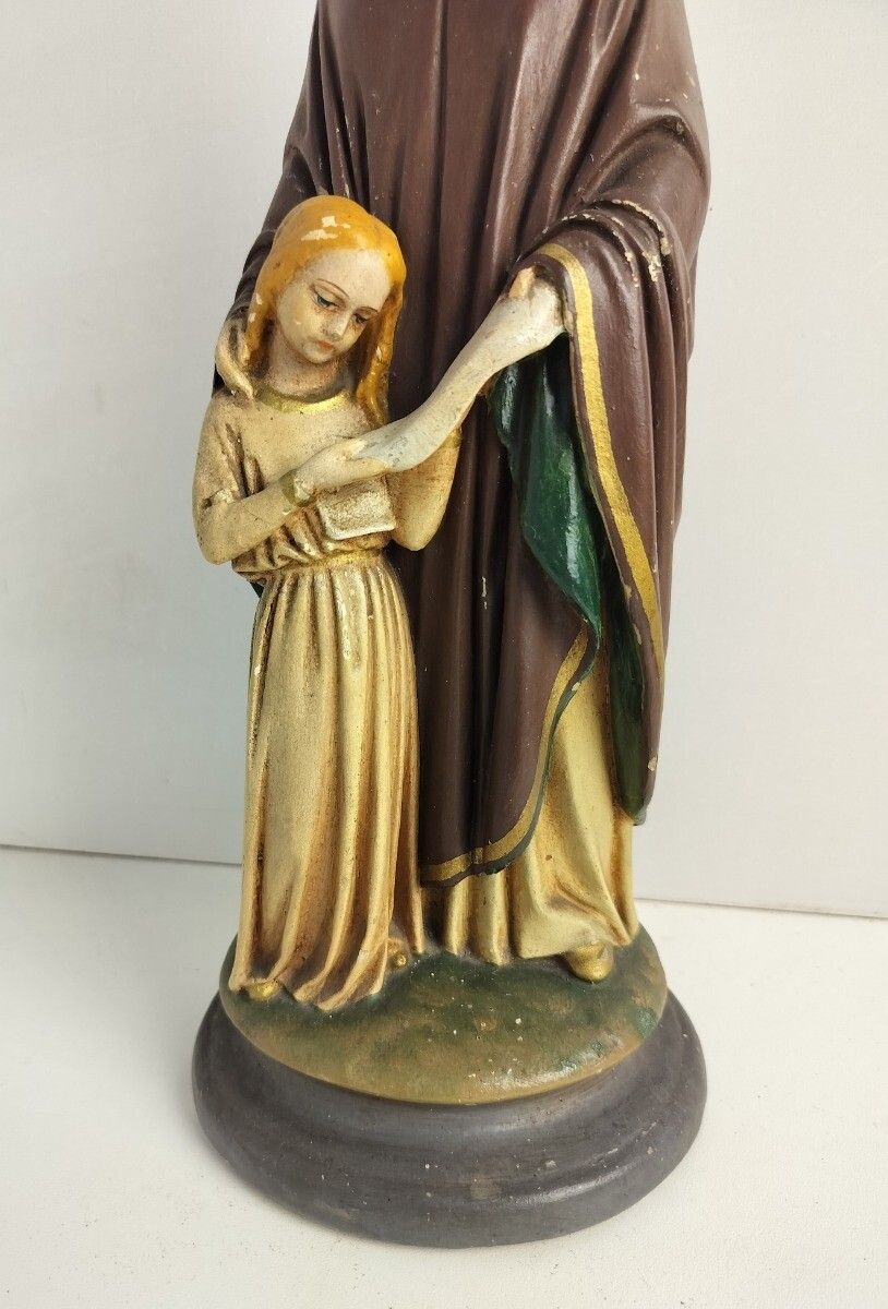 Antique Statue Saint Anna Virgin Mary As A Child Reading The Old Testament Colle photo furniture