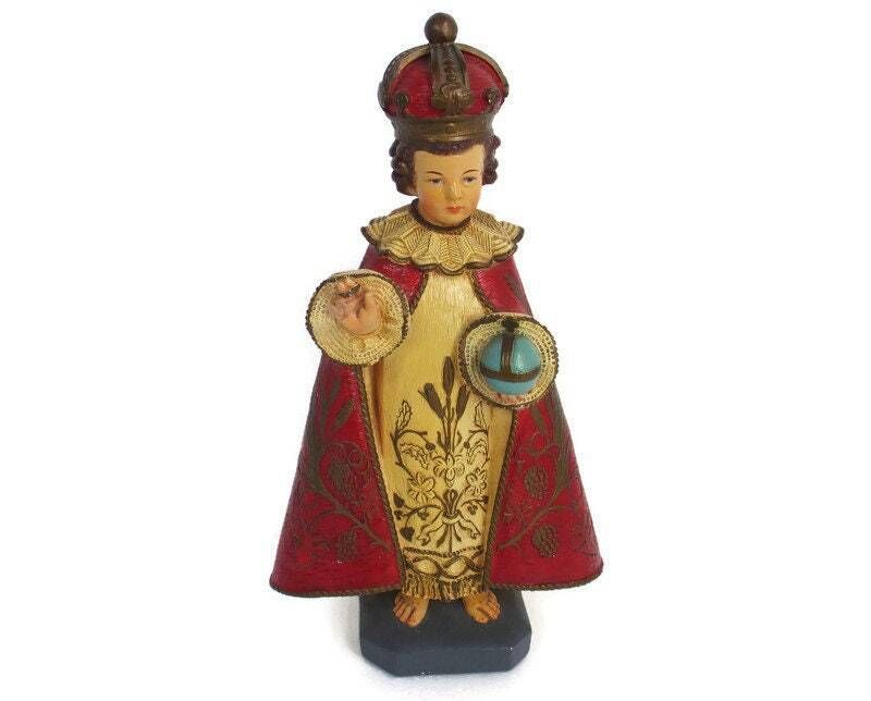 Xl Statue Infant Of Prague Infant Jesus Santo Nino Plaster Chapel Collector Wow