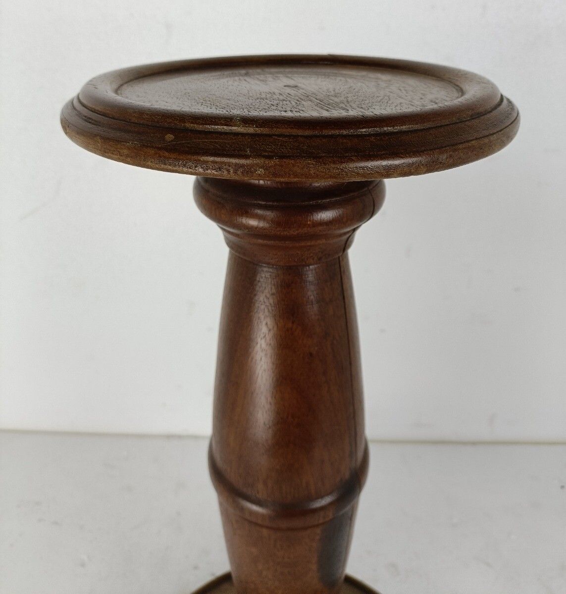 Large Robust Pedestal Plant Stand Side Table Carved Wood Beautiful Barn Style VI photo for sale