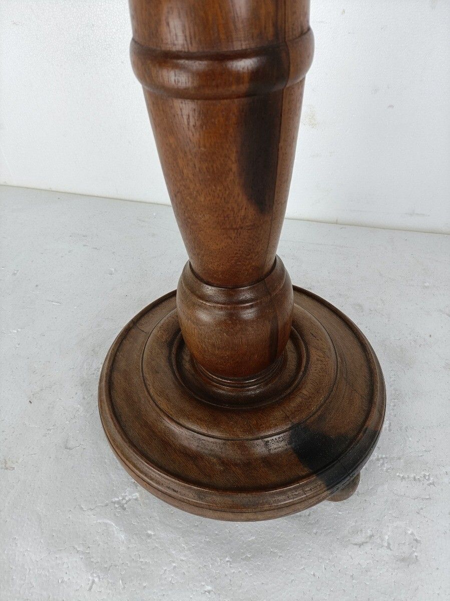 Large Robust Pedestal Plant Stand Side Table Carved Wood Beautiful Barn Style VI photo 244.0
