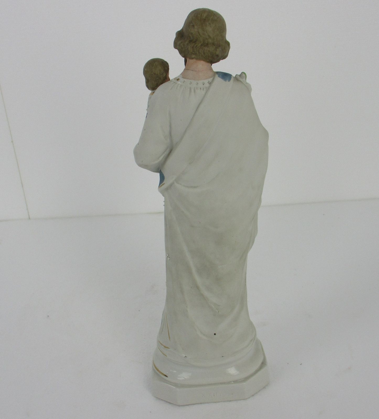 Antique Porcelain Bisque Statue Saint Joseph And Infant Jesus Protector Of Homes photo vintage