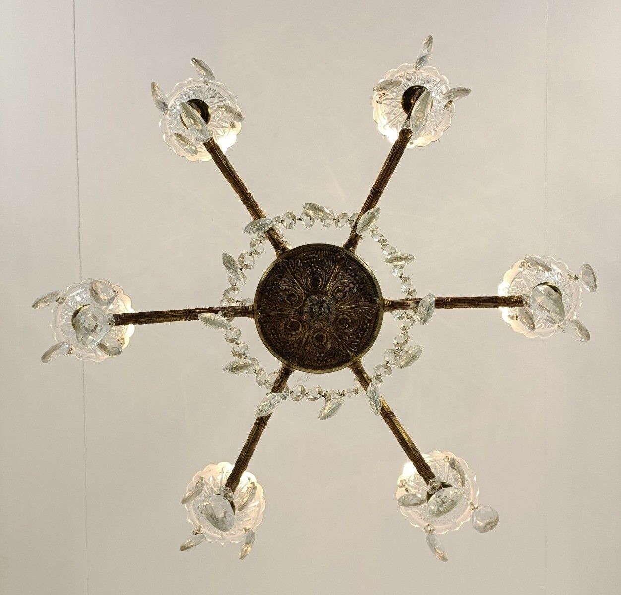 6 Arm Lights Chandelier Revival French Empire Style Bronze  Ornate Prisms Beads photo 526.0