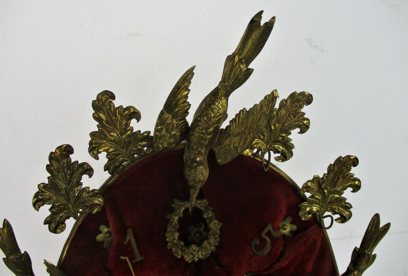 Antique 1800 Victorian French Bridal Wedding Dome Gold Gilt Leaves Ormolu Birds photo Home Decor