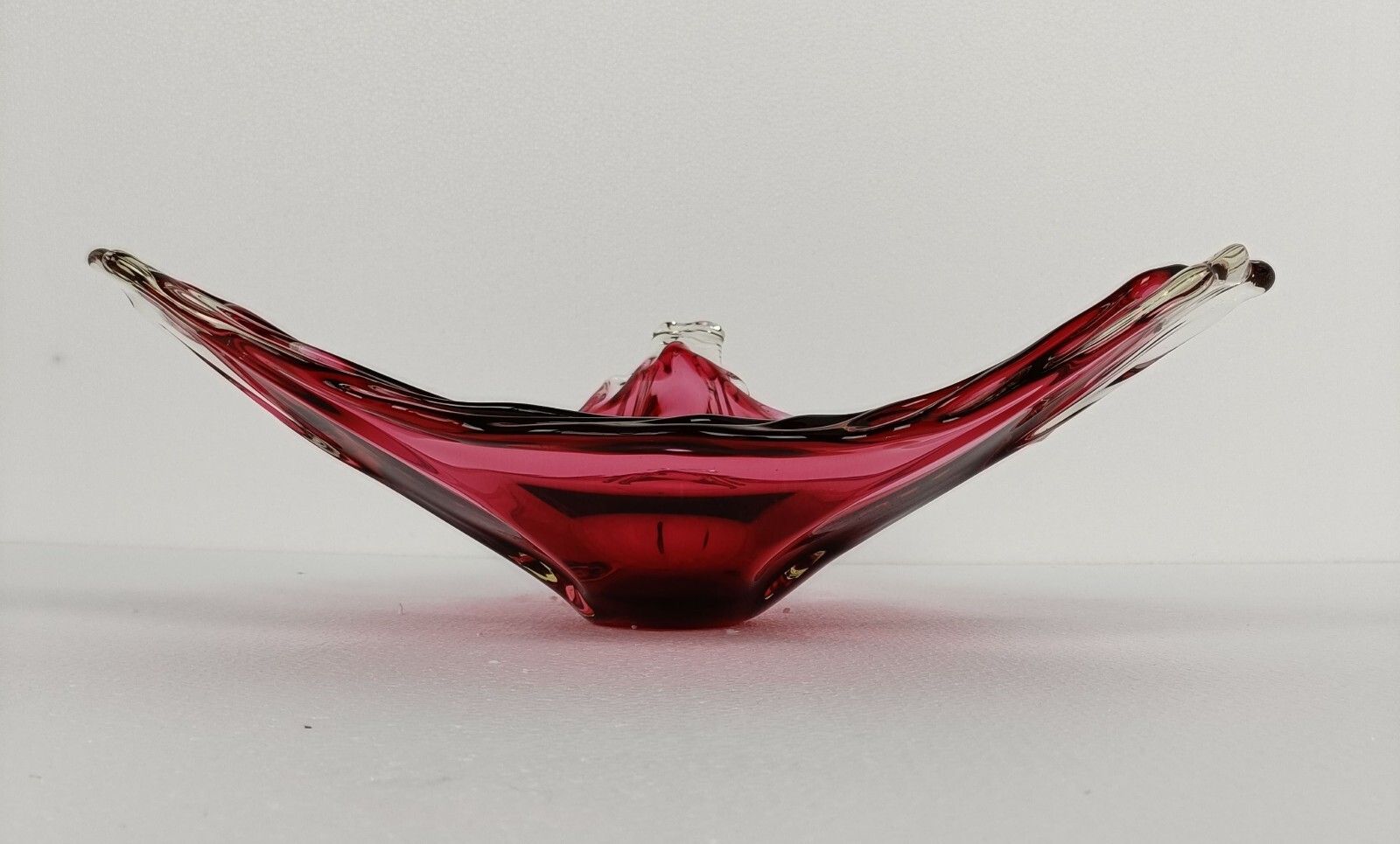 Gorgeous Bowl Dish Centerpiece Cranberry  Clearart Glass Murano Italy  Hand Made photo furniture