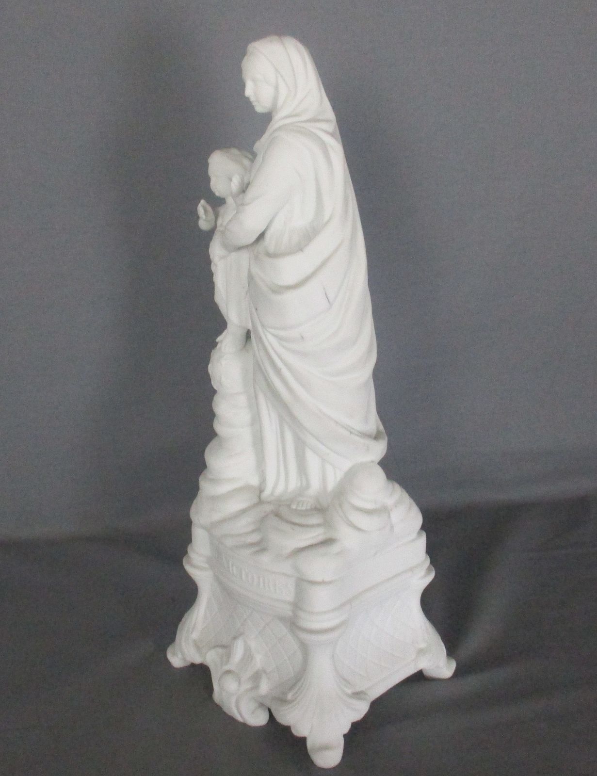 Antique 1900 Bisque Statue Virgin Mary Our Lady Victoire Madonna Infant Jesus  1 photo 384.0