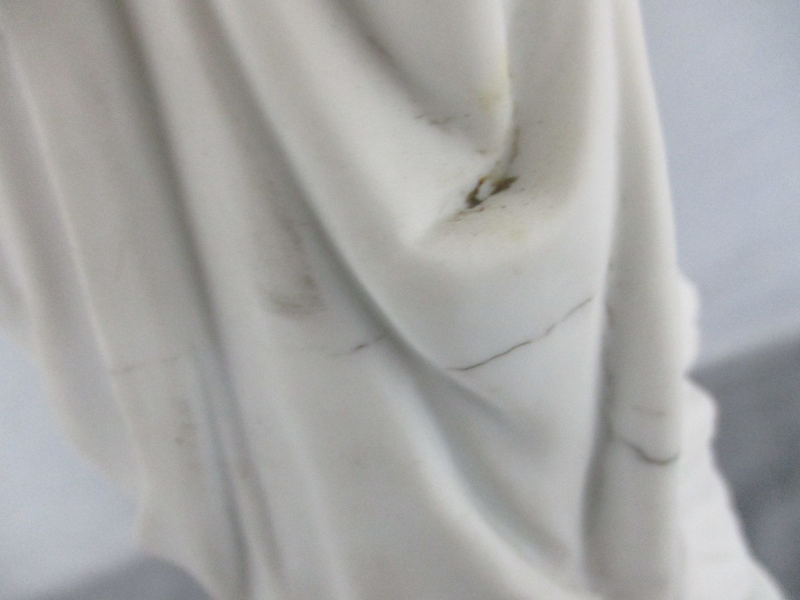 photo furniture Antique 1900 Bisque Statue Virgin Mary Our Lady Victoire Madonna Infant Jesus  1