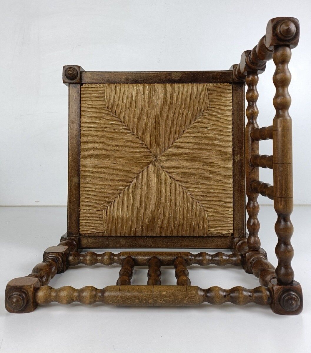 photo furniture Twisted Wooden Barley Twist Corner Chair Rush Seating Hobnails Edwardian Gorgeou