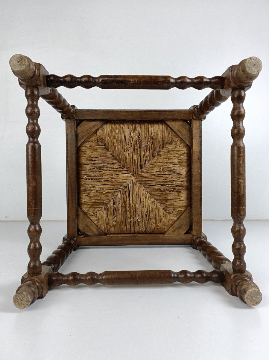 photo for sale Twisted Wooden Barley Twist Corner Chair Rush Seating Hobnails Edwardian Gorgeou