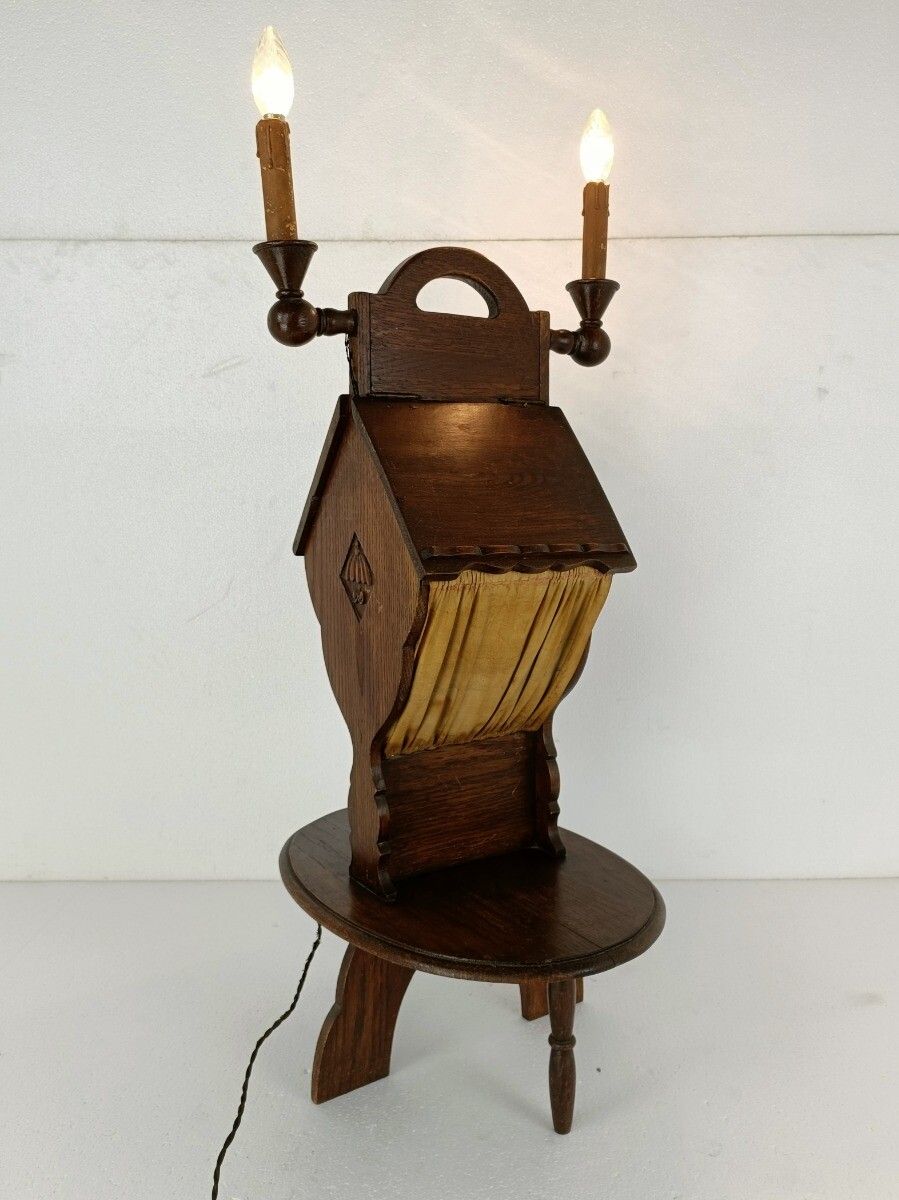 Standing Cabinet Sewing Spinning Quilting Wooden Cabinet, Fabric Candle Holders photo for sale