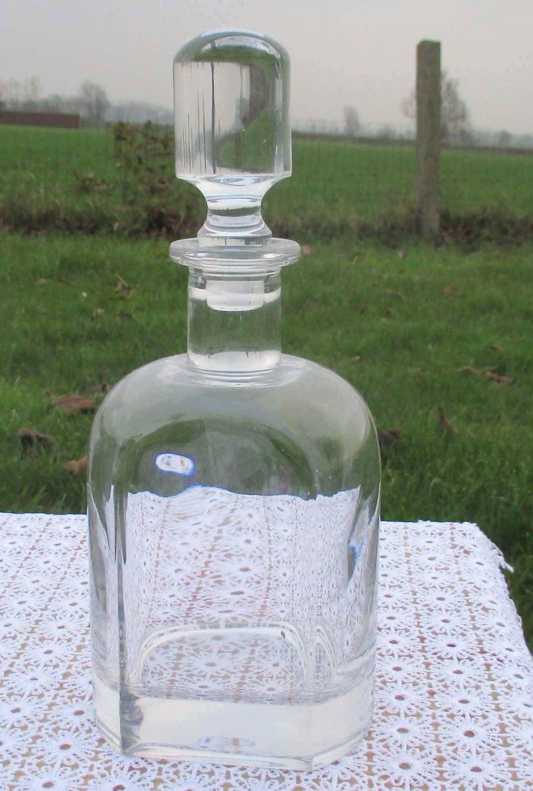 Gorgeous Clear Heavy  Glass Decanter Stopper Unusual Form photo furniture