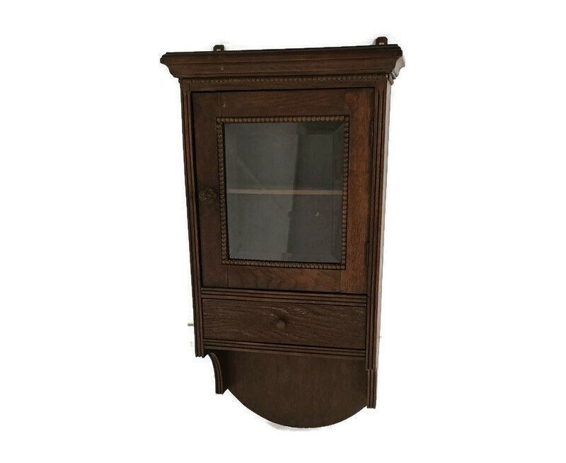 Display Medicine Apothecary Cabinet Hobnails Barn Style Bathroom Kitchen Gorgeou