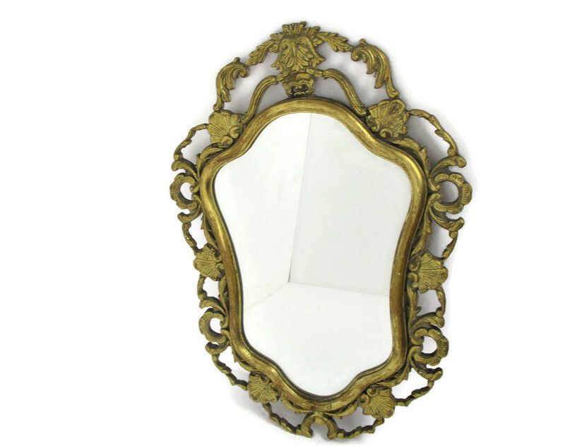 Large  Ornate Oval Wooden Wall Hanging Mirror Hollywood Regency Dollanzo