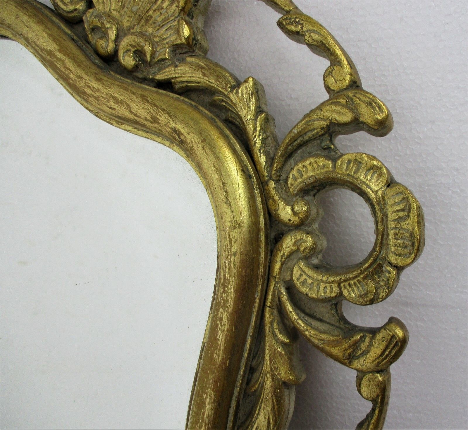 Large  Ornate Oval Wooden Wall Hanging Mirror Hollywood Regency Dollanzo photo for sale