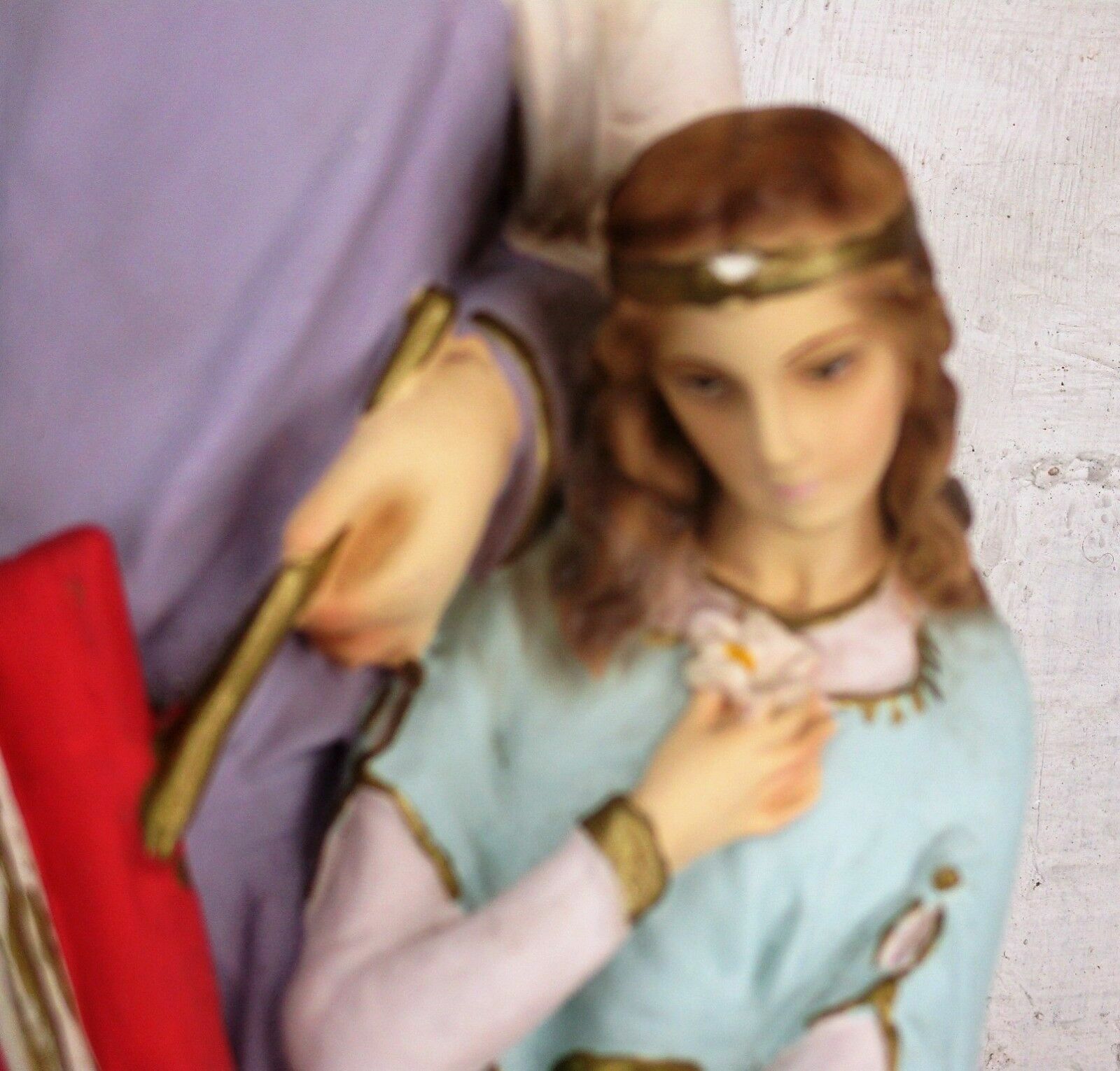 L Statue Saint Anne Virgin Mary As A Child Reading Old Testament Polychrome Htf photo 441.0