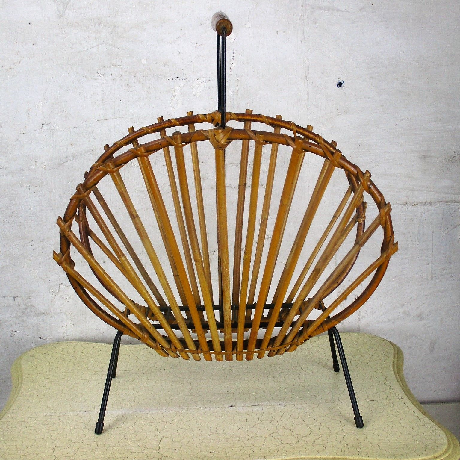 Mid Century Modern Rattan Magazine Newspaper Basket  Rack Box Modernist Htf photo furniture