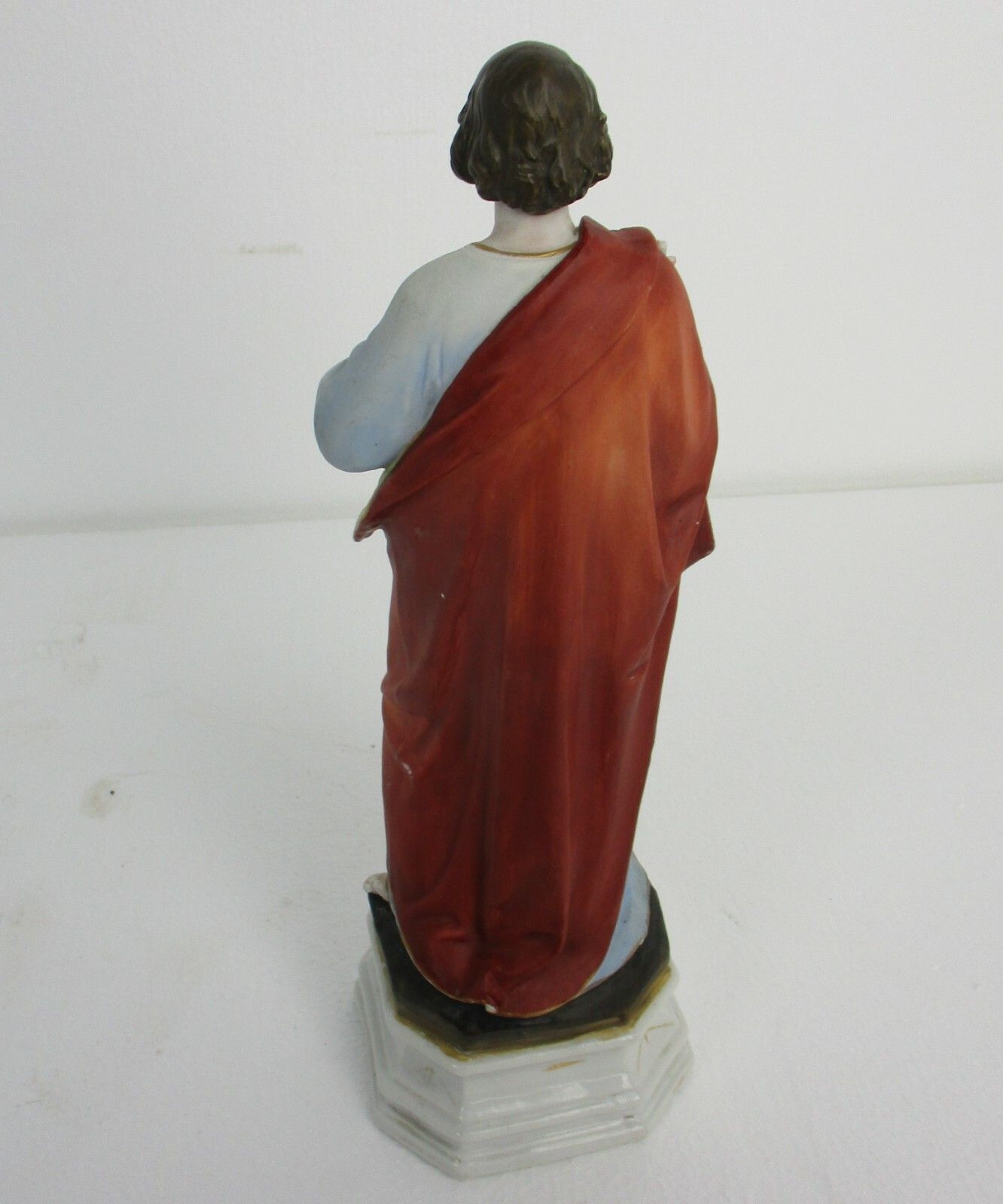 Antique Statue Saint Joseph Protector Of Homes  Bisque  Porcelain  Polychrome photo 223.0