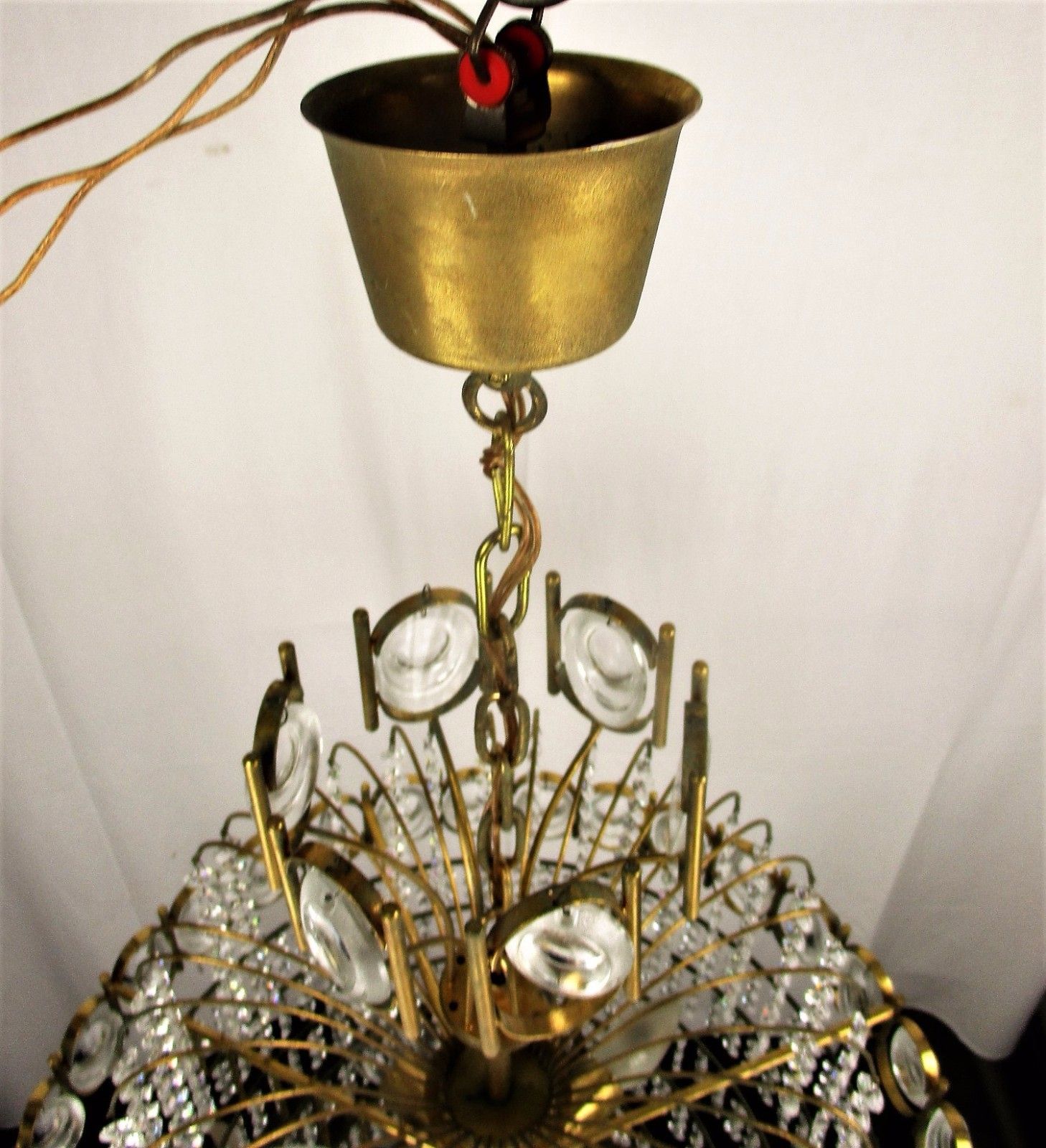 927.0 Palwa Chandelier 8 Tier  Gold Plated Swarovski Crystal Prisms 1960s Germany Htf photo